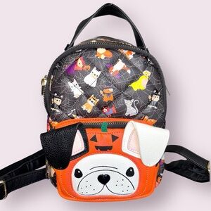 Betsey Johnson Halloween Bulldog Pumpkin Mini Backpack